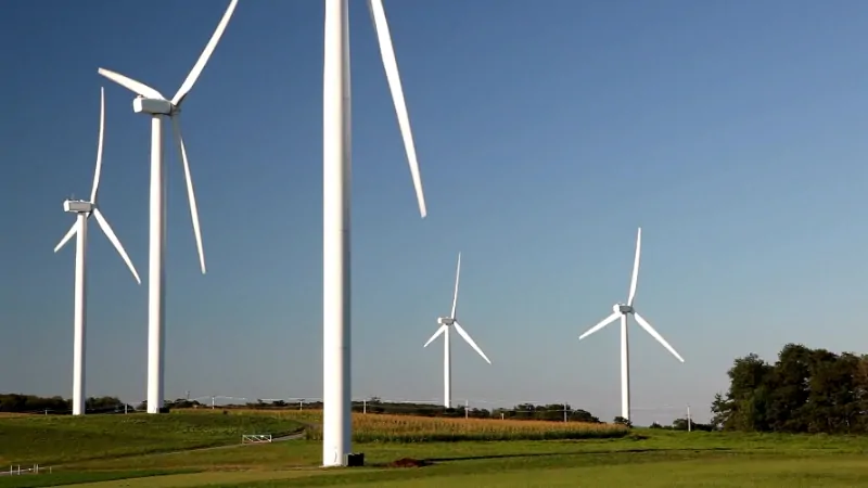 Wind Turbines on A Field in Iowa, Illustrating the State's Growing Wind Energy Industry