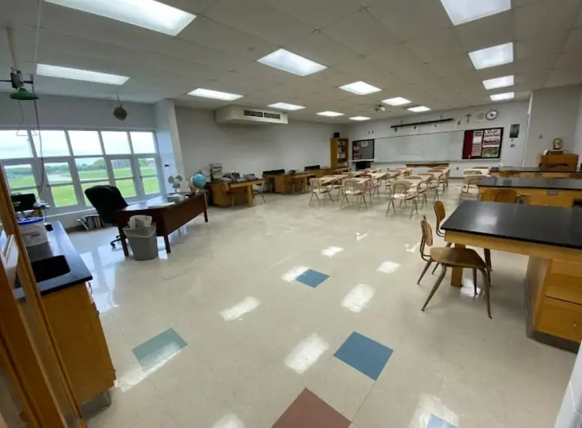 Classroom at Newman Catholic School where students prepare for ACT scores through science and STEM learning