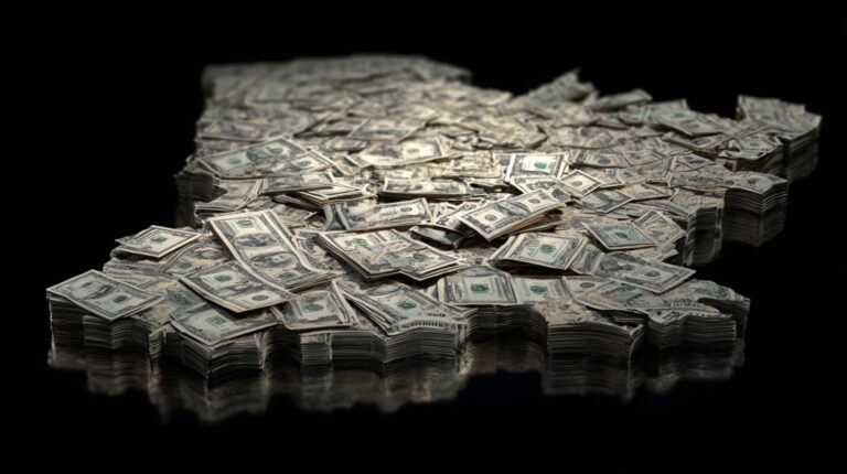A large pile of U.S. dollar bills symbolizing the $5.8 million budget approved for Duane Banks Field improvements in Iowa